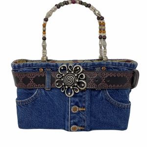 ORIGINAL BOOTIE BAG HANDBAG DENIM BELT BEAD